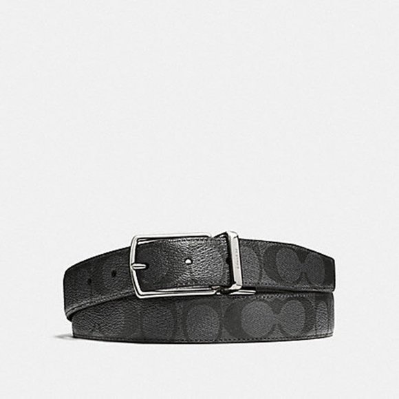 Coach Men Signature Reversible Belt 64825 Belt head is Nickel color - Picture 1 of 5